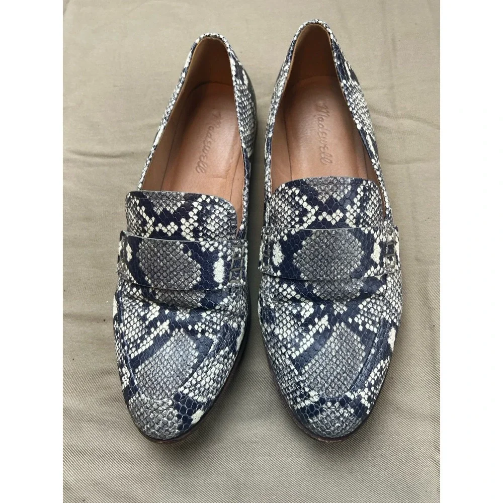 Madewell The Alex Loafer AE239 in Snake Embossed Leather Women's Size 7